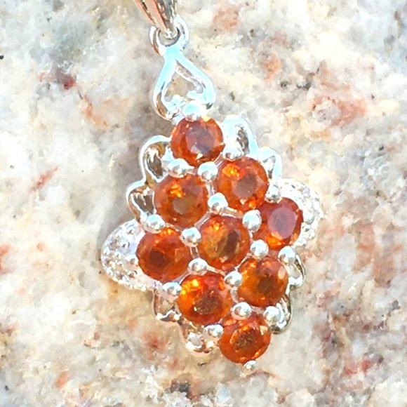 Orange Kyanite .925 Pendant RARE Genuine Gemstones Natural Sterling Silver